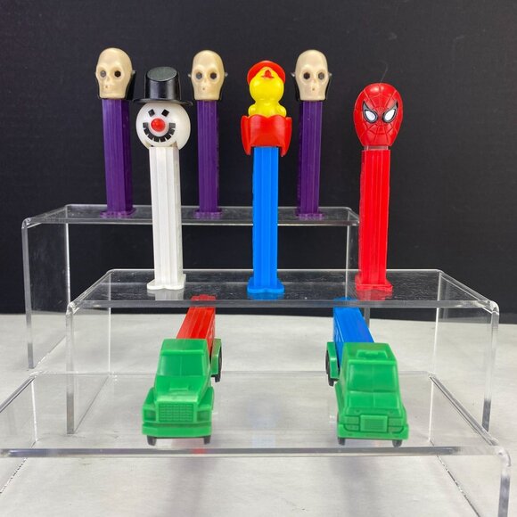 Vintage PEZ Dispenser Dr Skull Snowman Chick Spiderman Semi Truck Lot of 8 - Picture 1 of 8